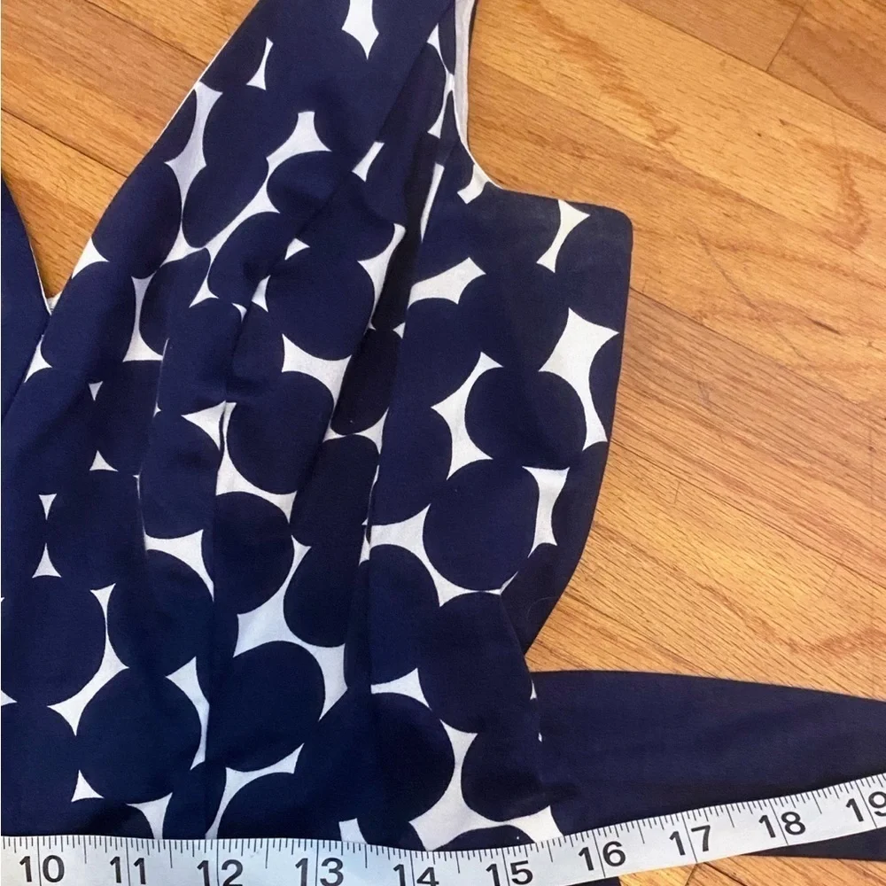 Nine West Women's Sleeveless Polka Dot with Belt Flare Dress (Navy, 8) #024